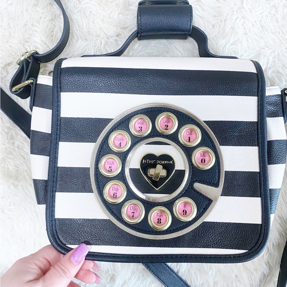 Betsey Johnson Striped Hotline Retro Phone Purse